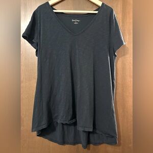 Lilly Pulitzer Onyx Black Etta V-Neck Short Sleeve Tee Shirt Size XL
